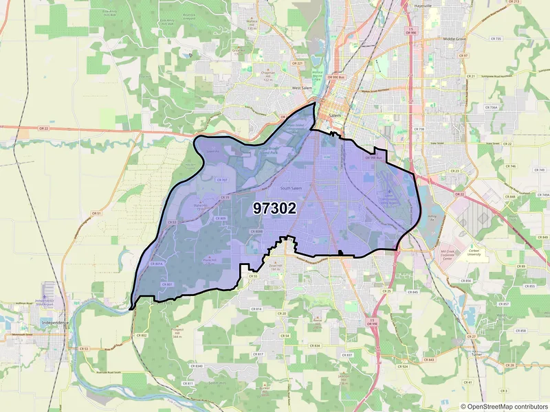 Map of ZIP Code 97302 — Salem, OR