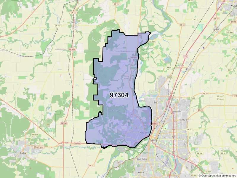 Map of ZIP Code 97304 — Salem, OR