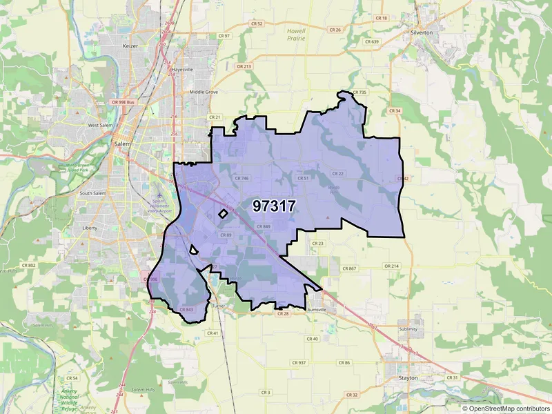 Map of ZIP Code 97317 — Salem, OR