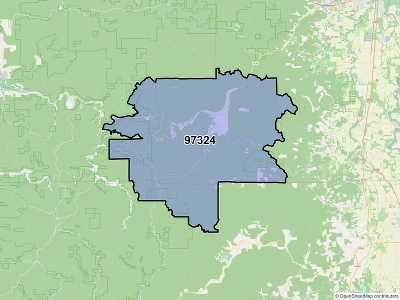 Map of Alsea, Oregon and ZIP codes