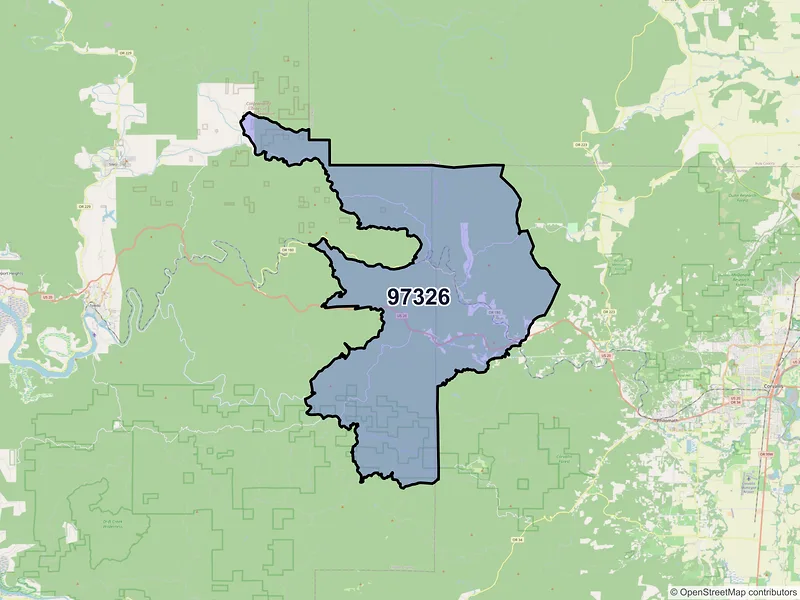 Map of Blodgett, Oregon and ZIP codes