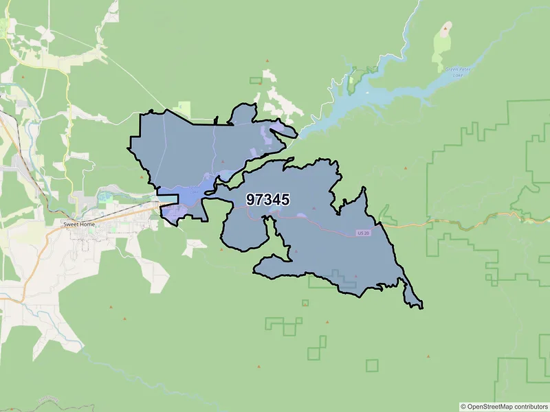 Map of Foster, Oregon and ZIP codes
