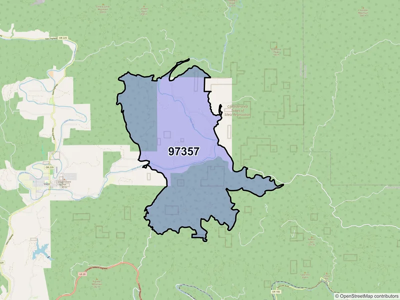 Map of Logsden, Oregon and ZIP codes