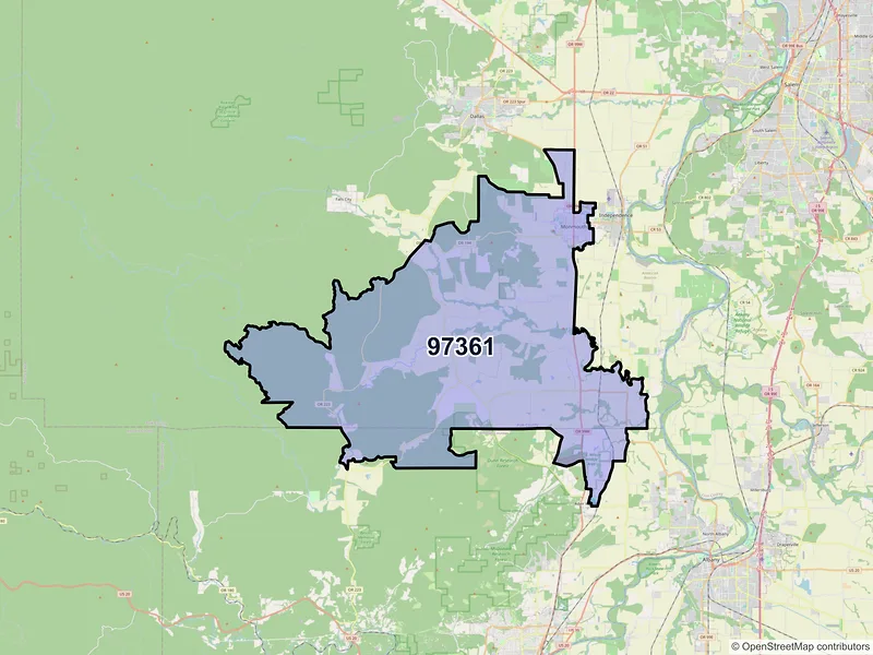 Map of Monmouth, Oregon and ZIP codes