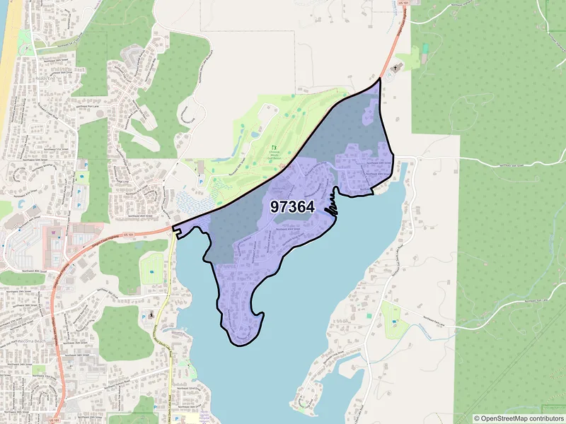 Map of Neotsu, Oregon and ZIP codes