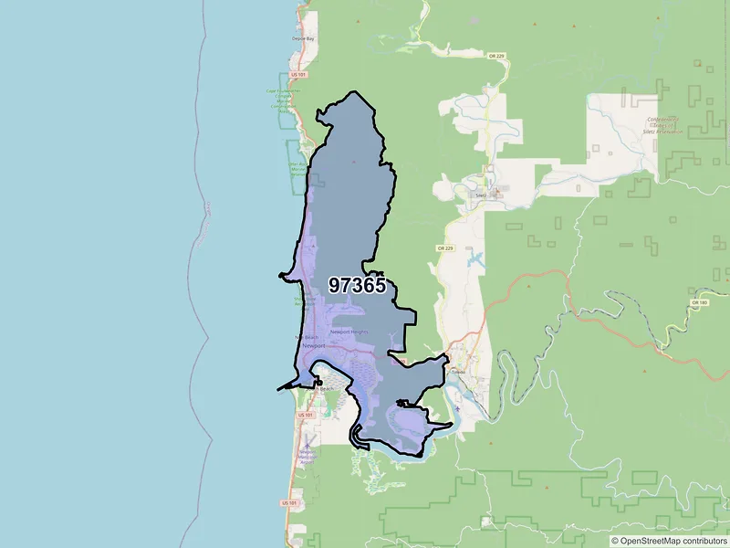 Map of Newport, Oregon and ZIP codes