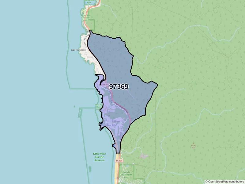 Map of Otter Rock, Oregon and ZIP codes