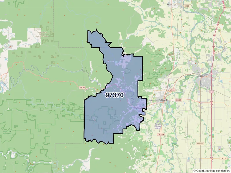 Map of Philomath, Oregon and ZIP codes