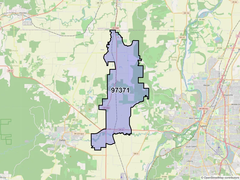 Map of Rickreall, Oregon and ZIP codes