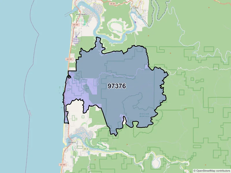 Map of Seal Rock, Oregon and ZIP codes