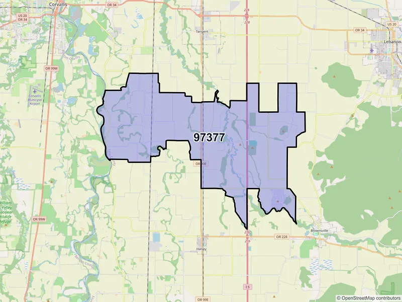 Map of Shedd, Oregon and ZIP codes