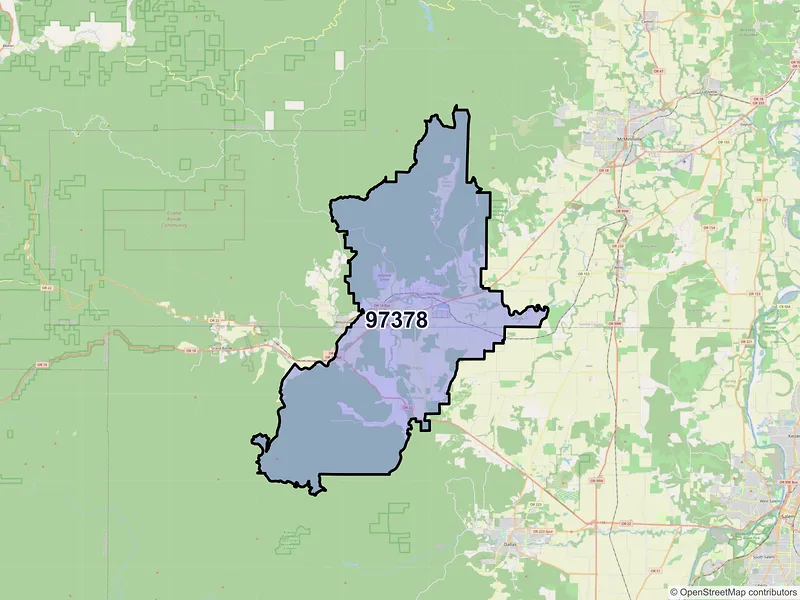 Map of Sheridan, Oregon and ZIP codes