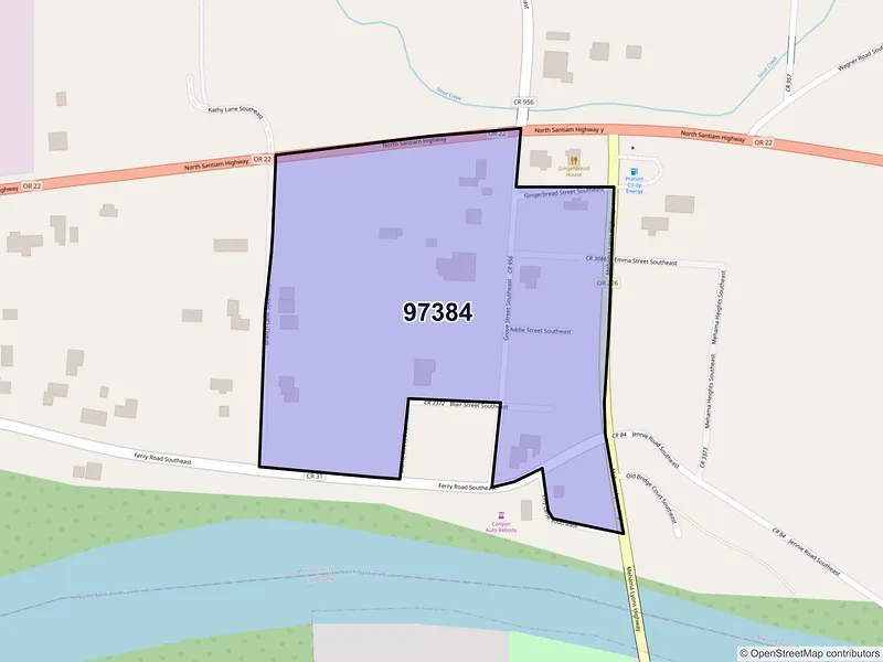 Map of Mehama, Oregon and ZIP codes
