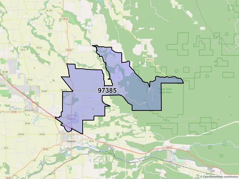 Map of Sublimity, Oregon and ZIP codes