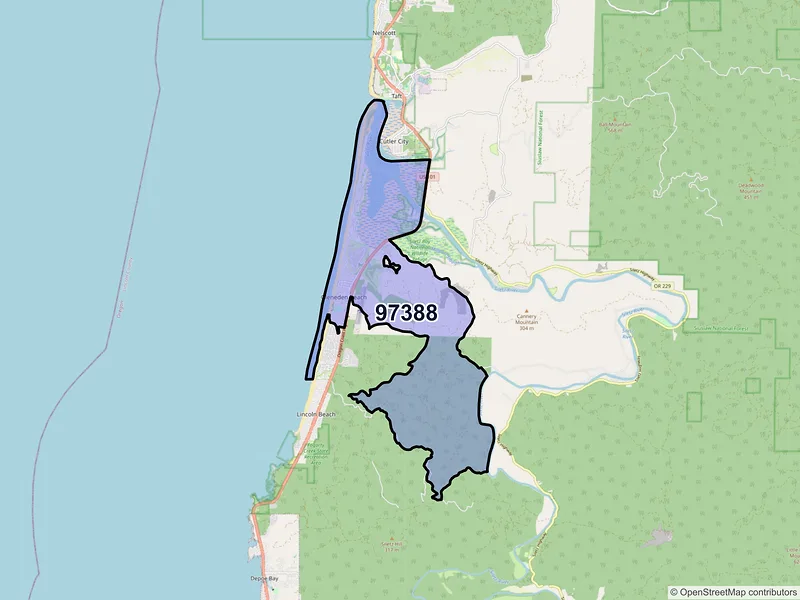 Map of Gleneden Beach, Oregon and ZIP codes