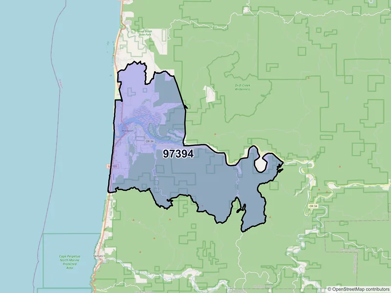 Map of Waldport, Oregon and ZIP codes