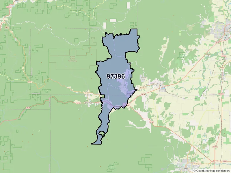 Map of Willamina, Oregon and ZIP codes