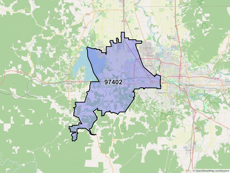 Map of ZIP Code 97402 — Eugene, OR