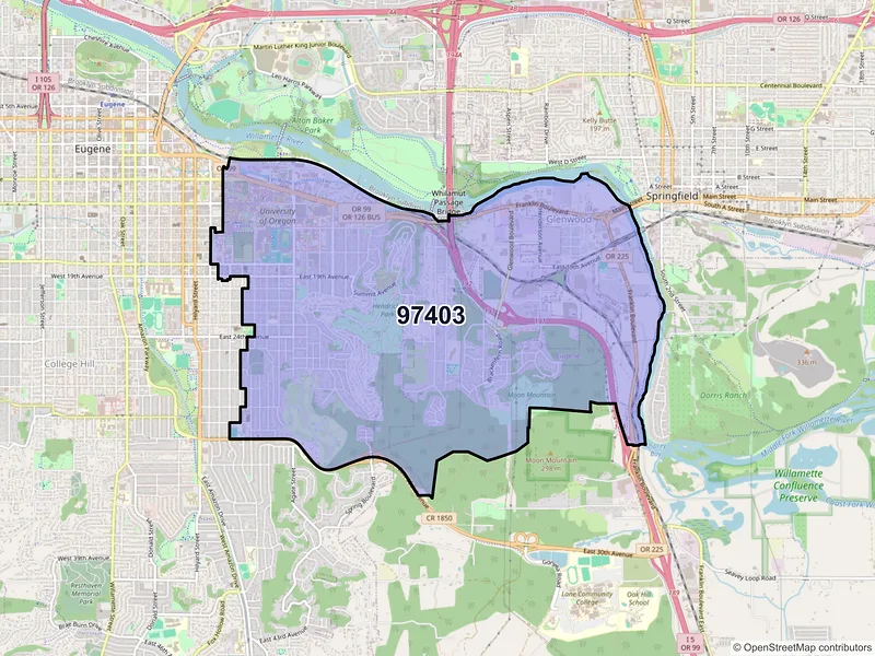 Map of ZIP Code 97403 — Eugene, OR