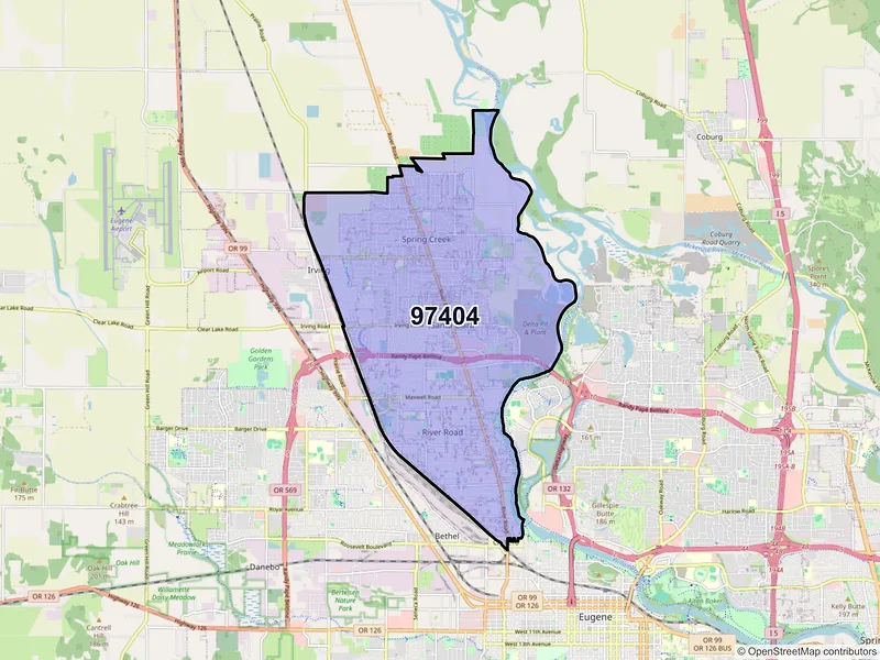 Map of ZIP Code 97404 — Eugene, OR