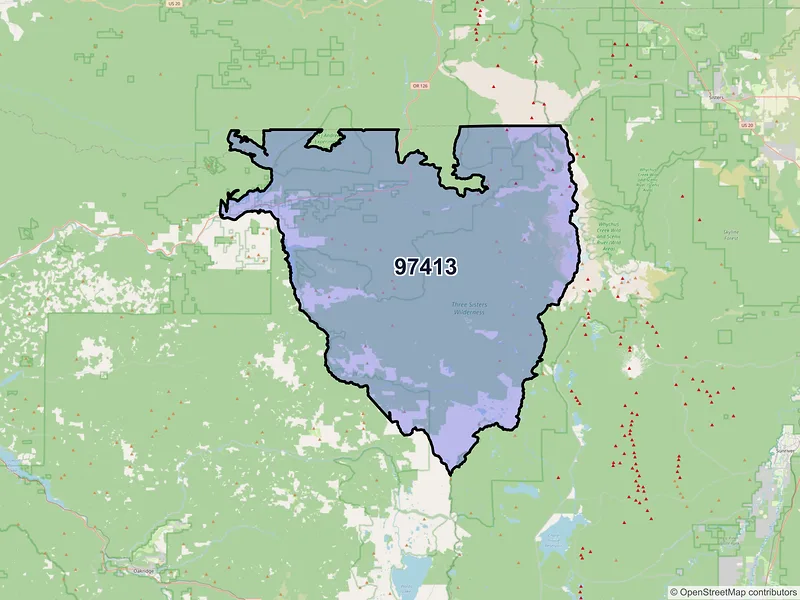 Map of Blue River, Oregon and ZIP codes