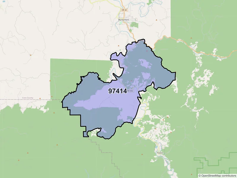 Map of Broadbent, Oregon and ZIP codes