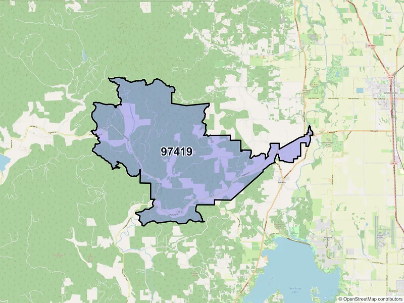 Map of Cheshire, Oregon and ZIP codes