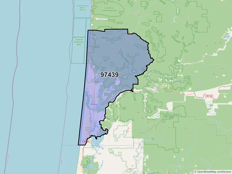Map of Florence, Oregon and ZIP codes