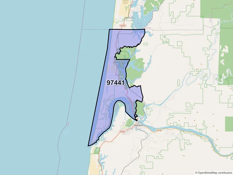 Map of Gardiner, Oregon and ZIP codes