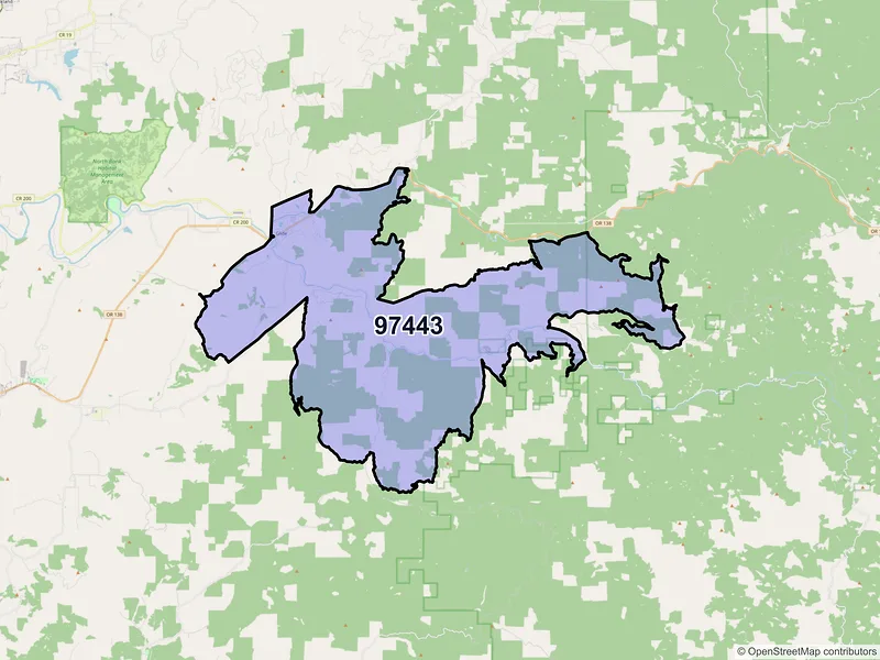Map of Glide, Oregon and ZIP codes