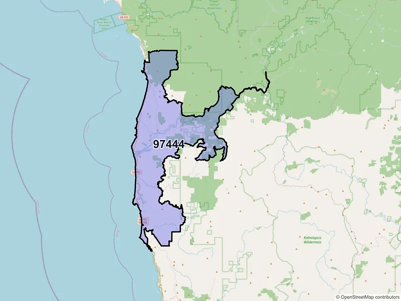Map of Gold Beach, Oregon and ZIP codes