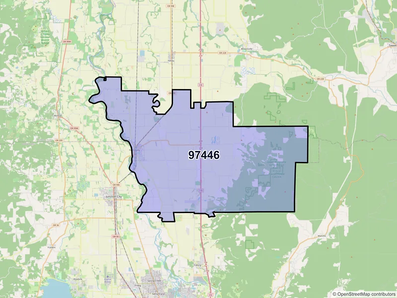 Map of Harrisburg, Oregon and ZIP codes