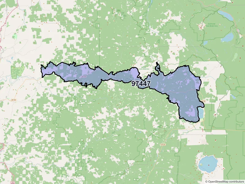 Map of Idleyld Park, Oregon and ZIP codes