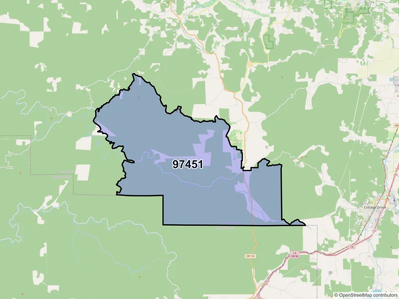 Map of Lorane, Oregon and ZIP codes