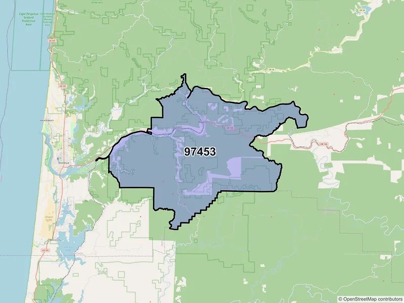 Map of Mapleton, Oregon and ZIP codes