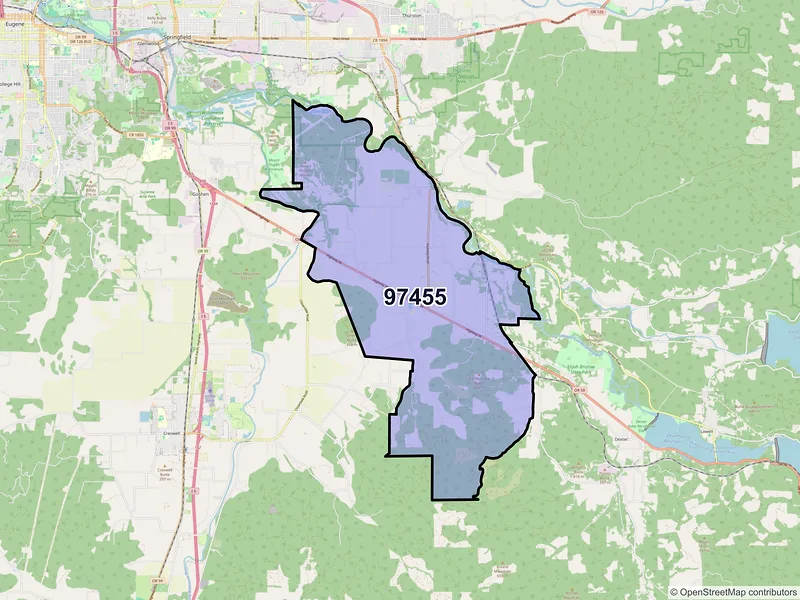 Map of Pleasant Hill, Oregon and ZIP codes