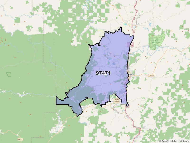 Map of ZIP Code 97471 — Roseburg, OR