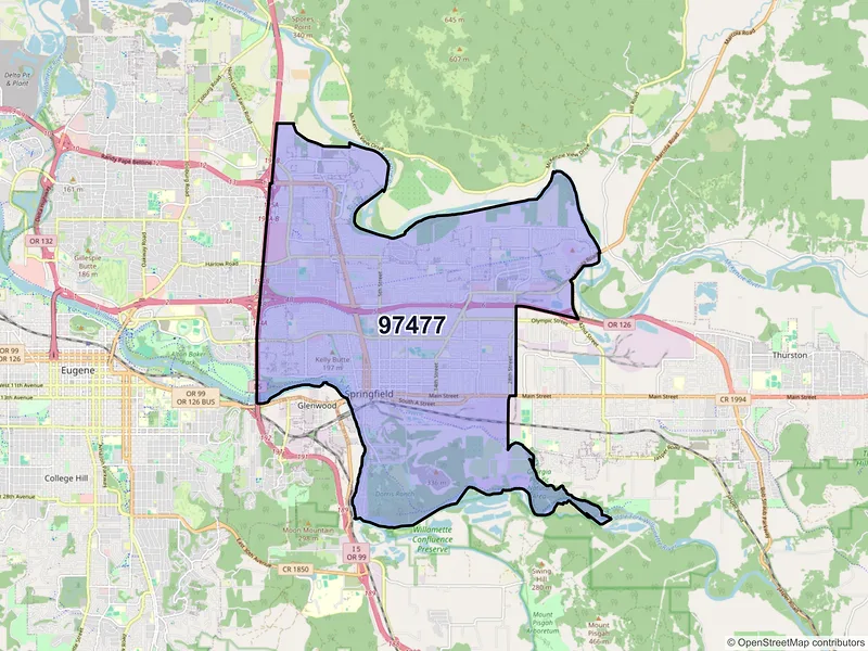 Map of ZIP Code 97477 — Springfield, OR