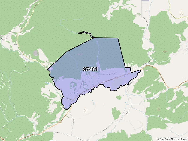 Map of Tenmile, Oregon and ZIP codes