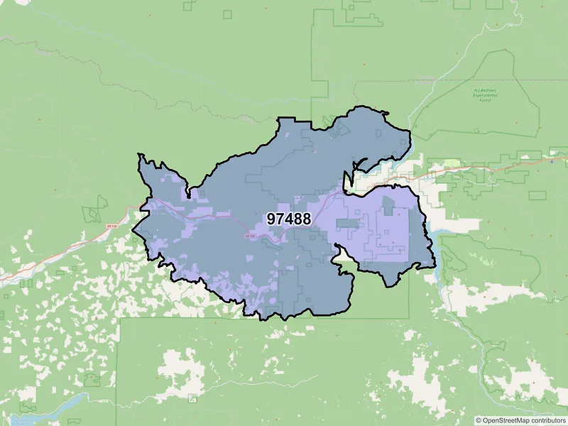Map of Vida, Oregon and ZIP codes