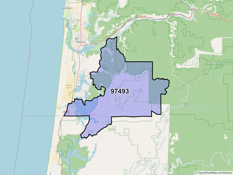 Map of Westlake, Oregon and ZIP codes