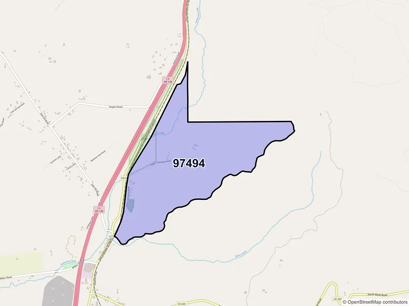 Map of Wilbur, Oregon and ZIP codes