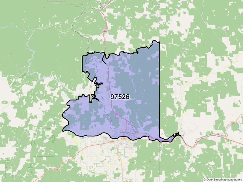 Map of ZIP Code 97526 — Grants Pass, OR