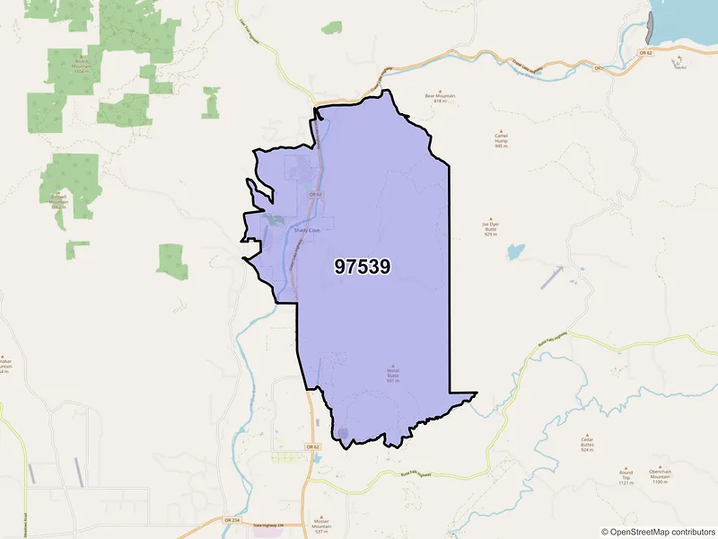 Map of Shady Cove, Oregon and ZIP codes
