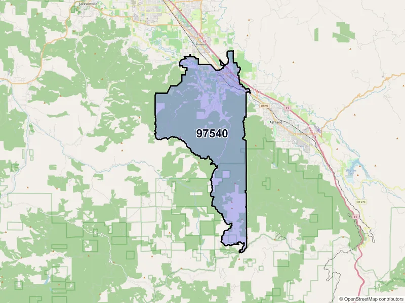 Map of Talent, Oregon and ZIP codes