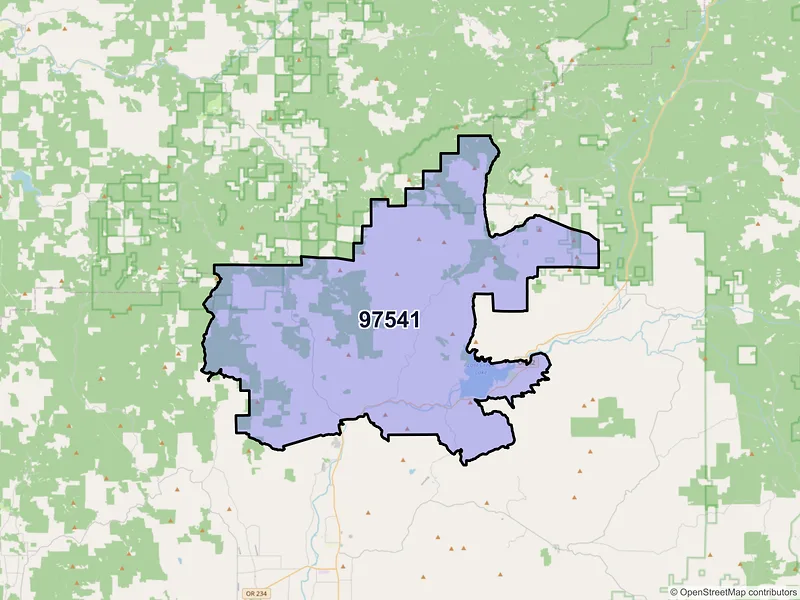 Map of Trail, Oregon and ZIP codes