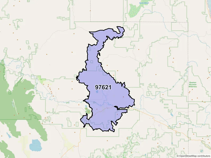 Map of Beatty, Oregon and ZIP codes