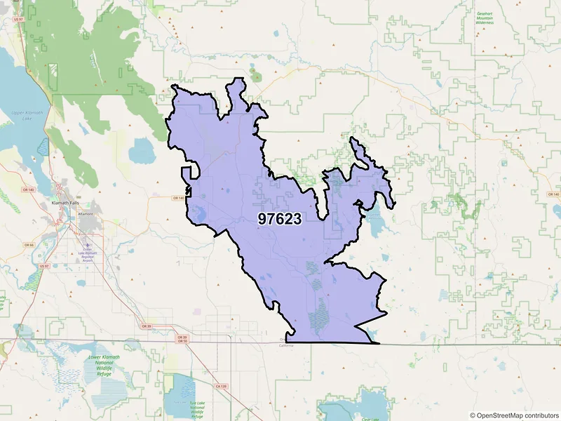 Map of Bonanza, Oregon and ZIP codes