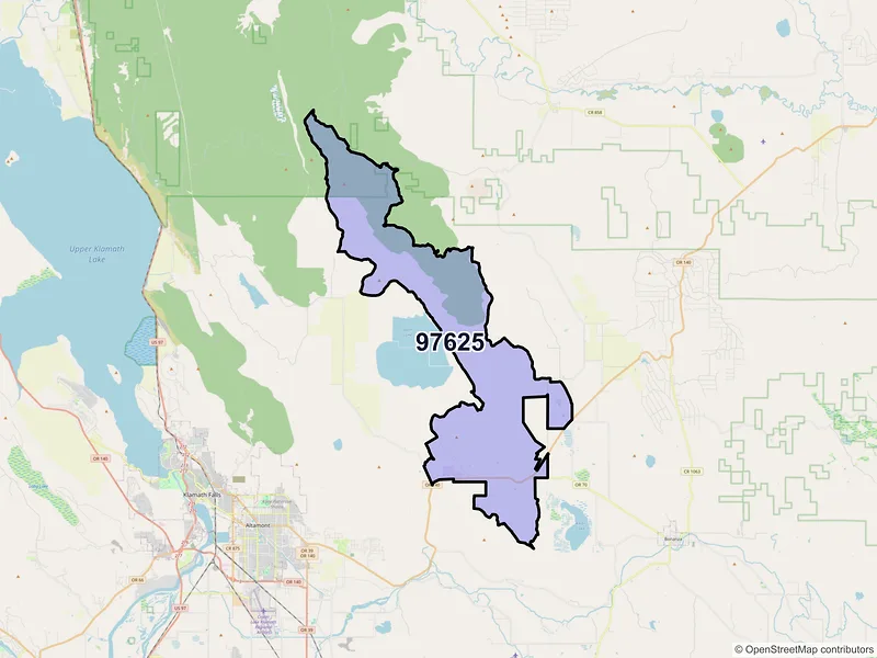 Map of Dairy, Oregon and ZIP codes