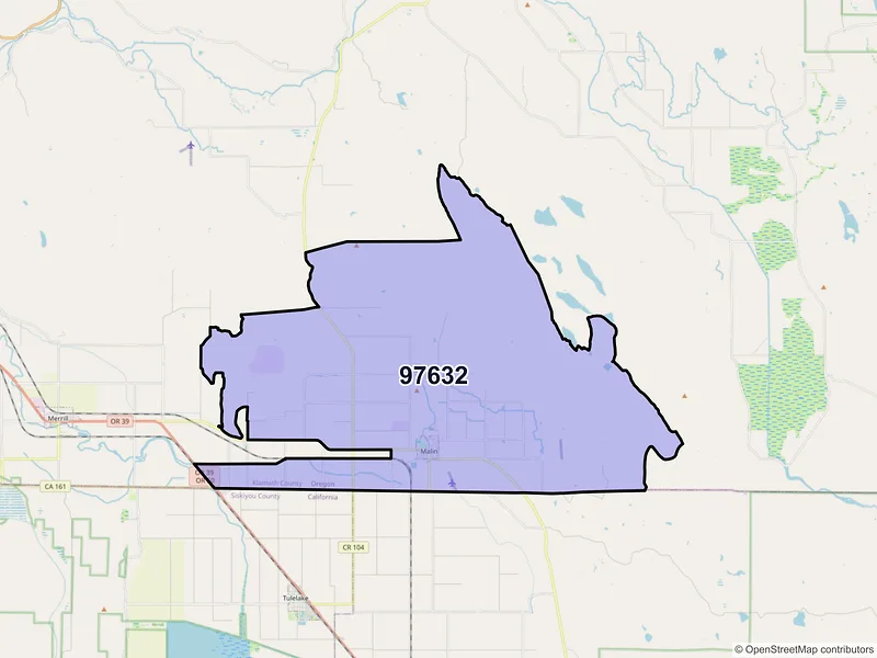 Map of Malin, Oregon and ZIP codes